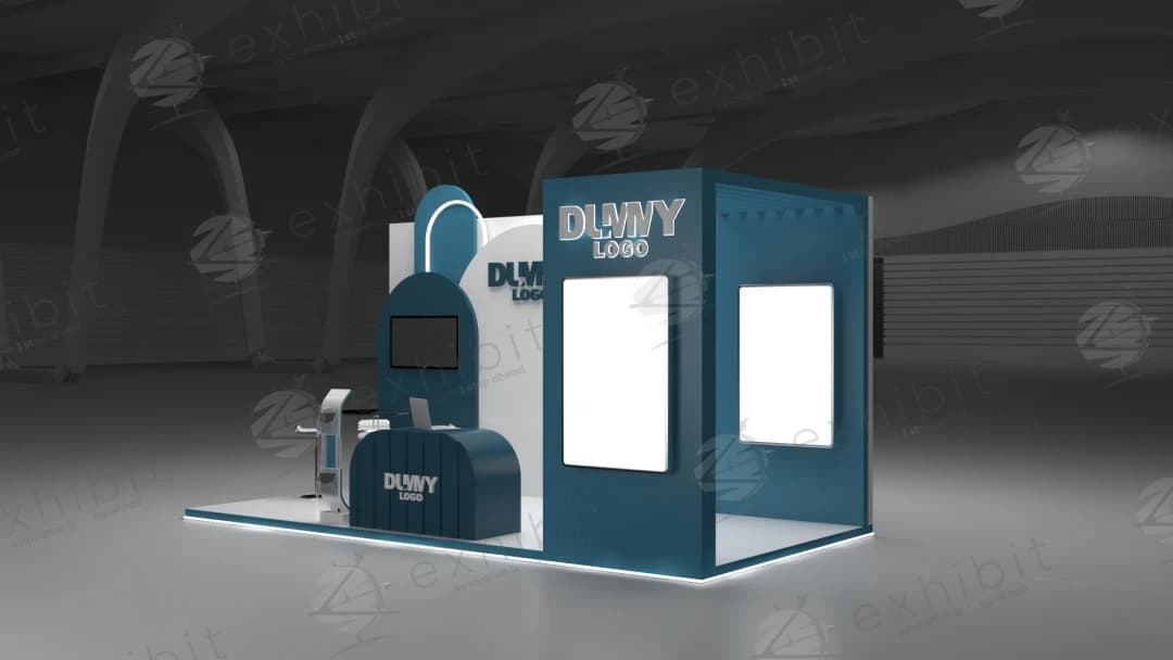 Aqua Arch Straight Semi-Island 3x6 Booth