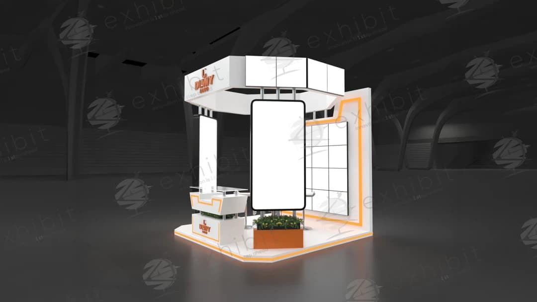 Amber Immersive Straight Semi-Island 3x3 Booth