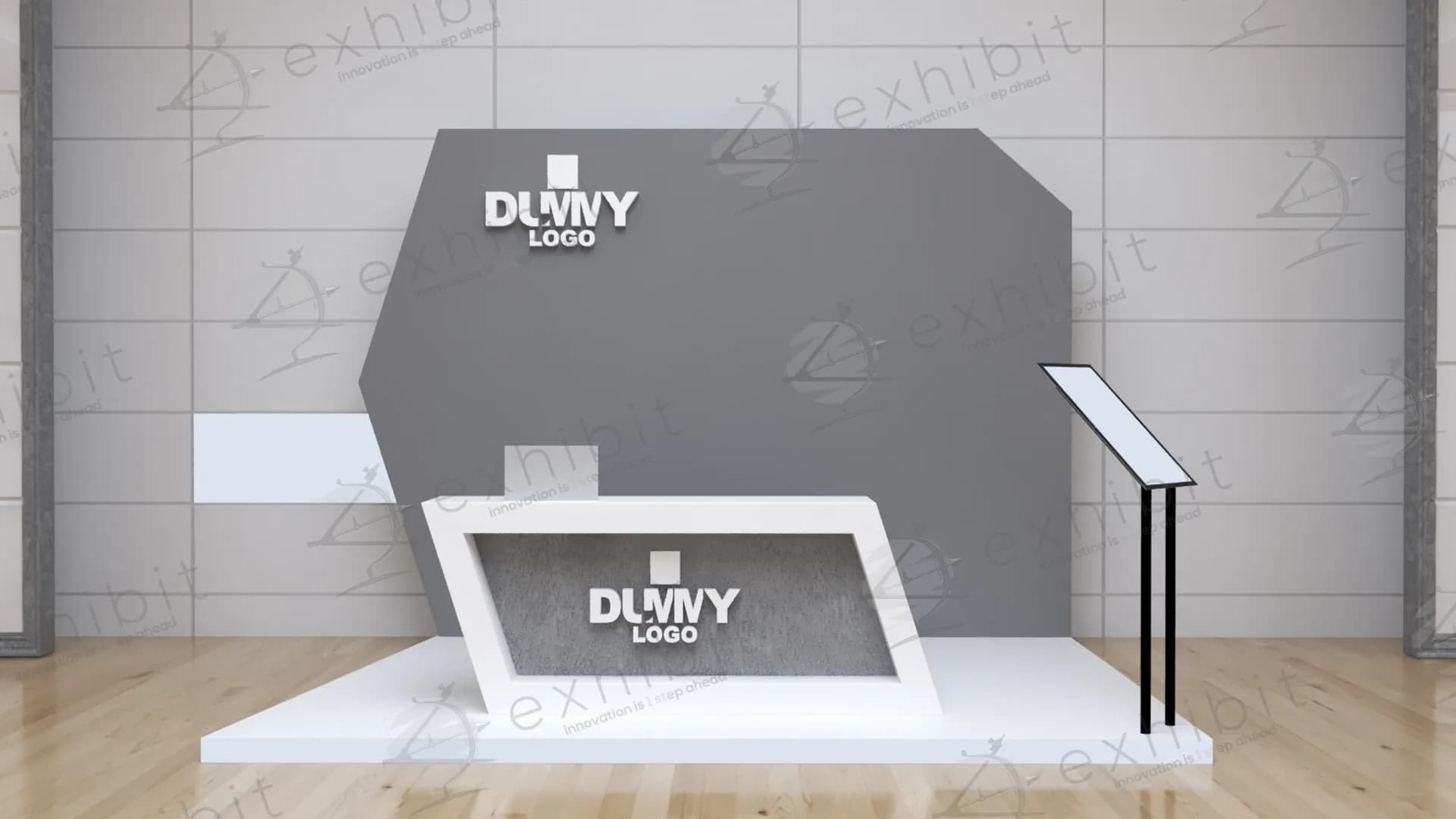 Hex-Backwall Angular Frame Straight Reg Desk