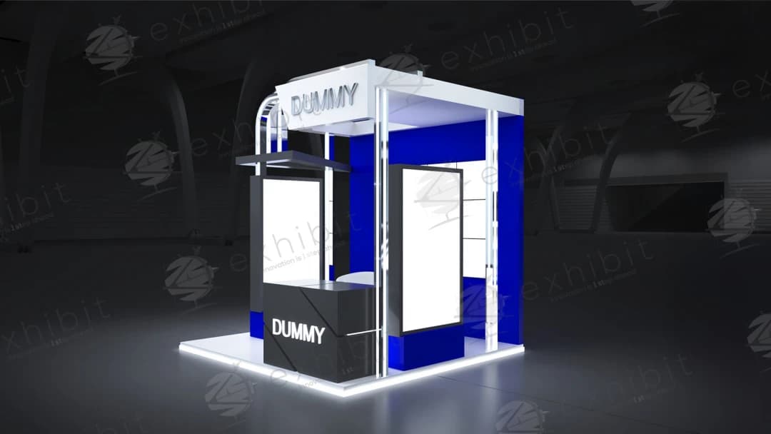 Chrome Grid Straight Semi-Island 3x3 Booth