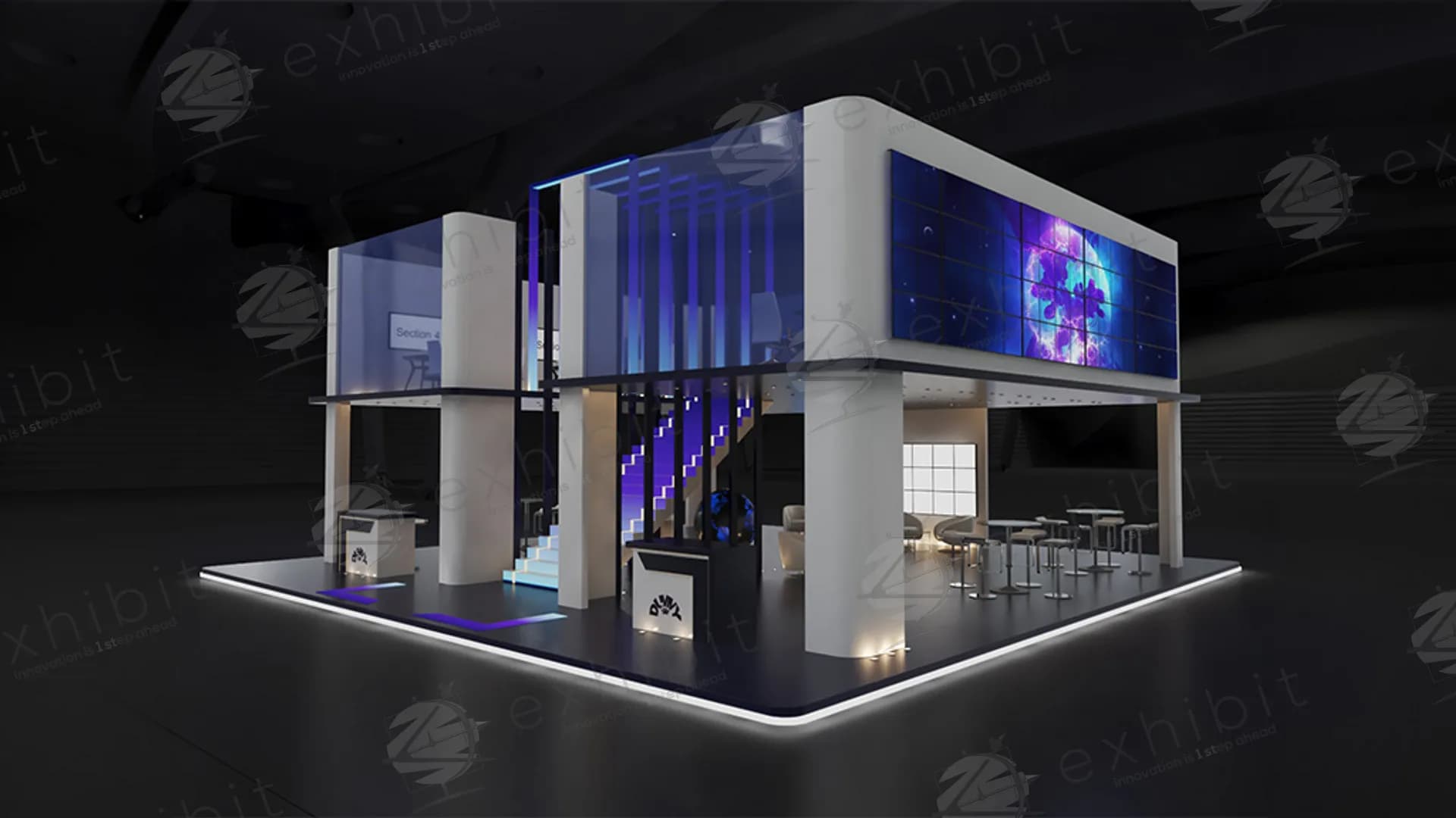Indigo Nexus Double Decker Straight Island Booth