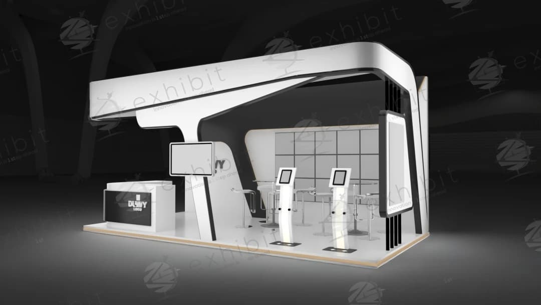 Italic Pillar Straight Semi-Island 3x6 Booth