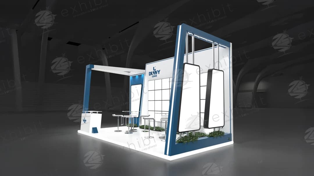 Azure Tilt Straight Semi-Island 3x6 Booth