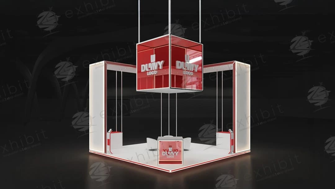 Crimson Cube Straight Island 6x6 Booth