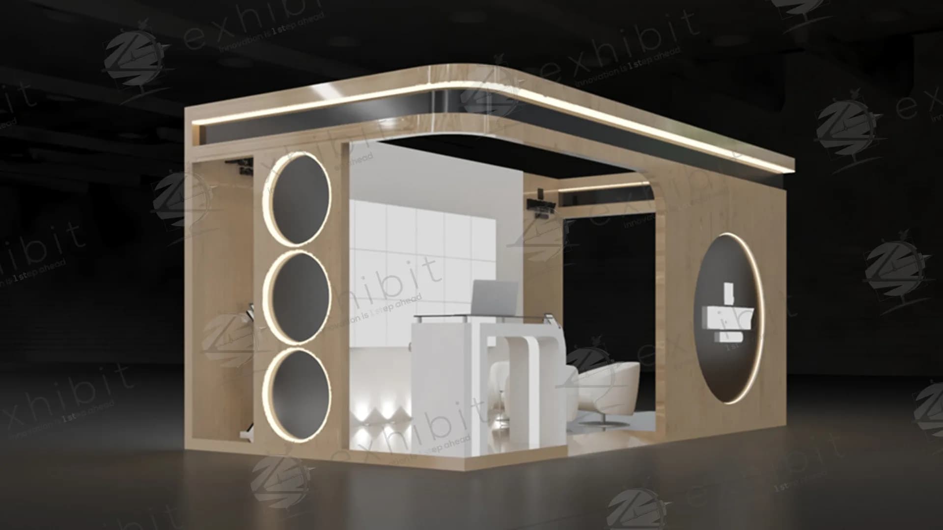 Oak Vista Straight Semi-Island 3X6 Booth