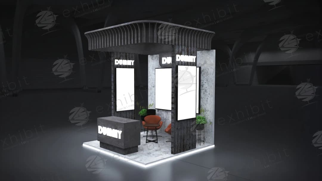 Industrial Slate Straight Semi-Island 3x3 Booth