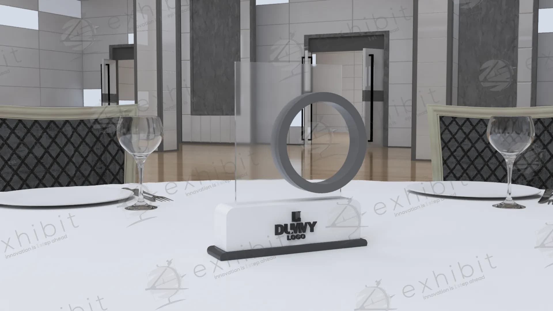 Halo-Vista Curved Branding Centerpiece