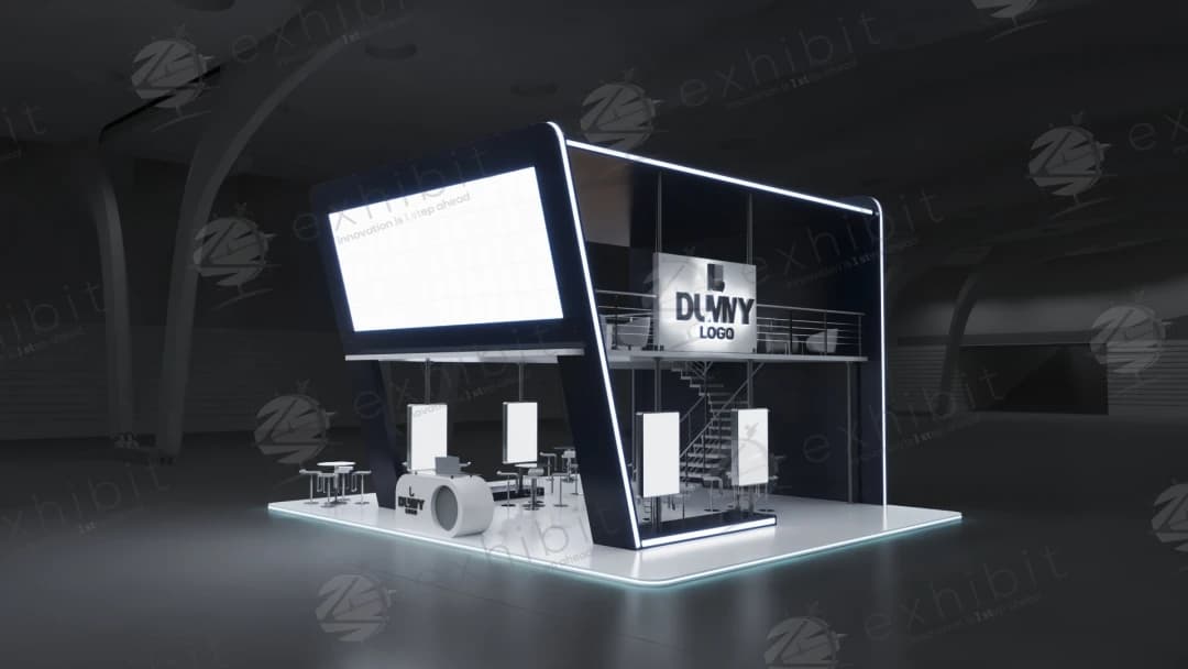 Stealth Canopy Straight Semi-Island Double Decker Booth