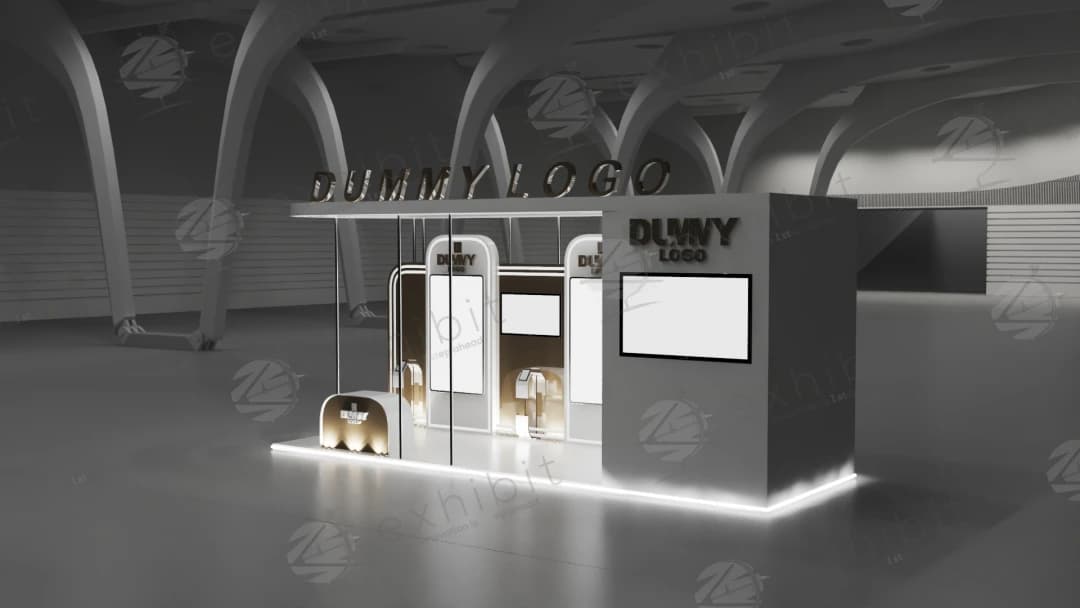 Lumina Wood Curved Semi-Island 3x9 Booth