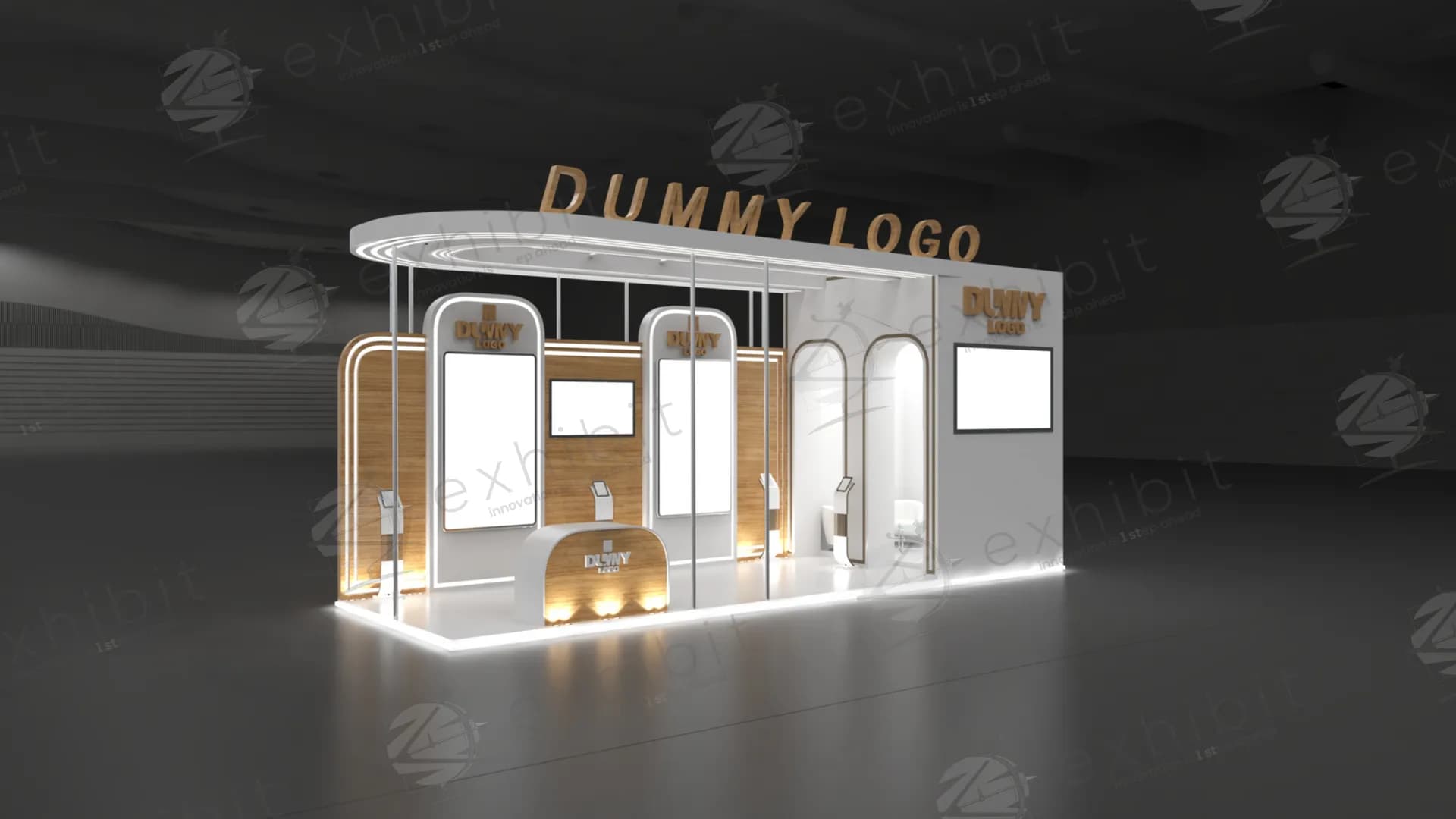 Lumina Wood Curved Semi-Island 3x9 Booth