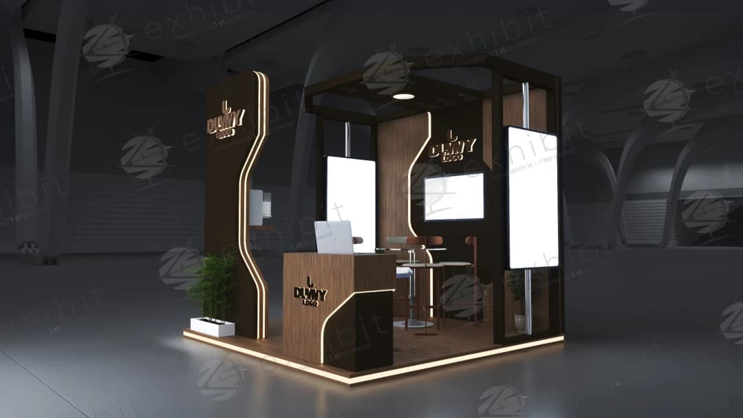 Espresso Timber Straight Semi-Island 3x3 Booth