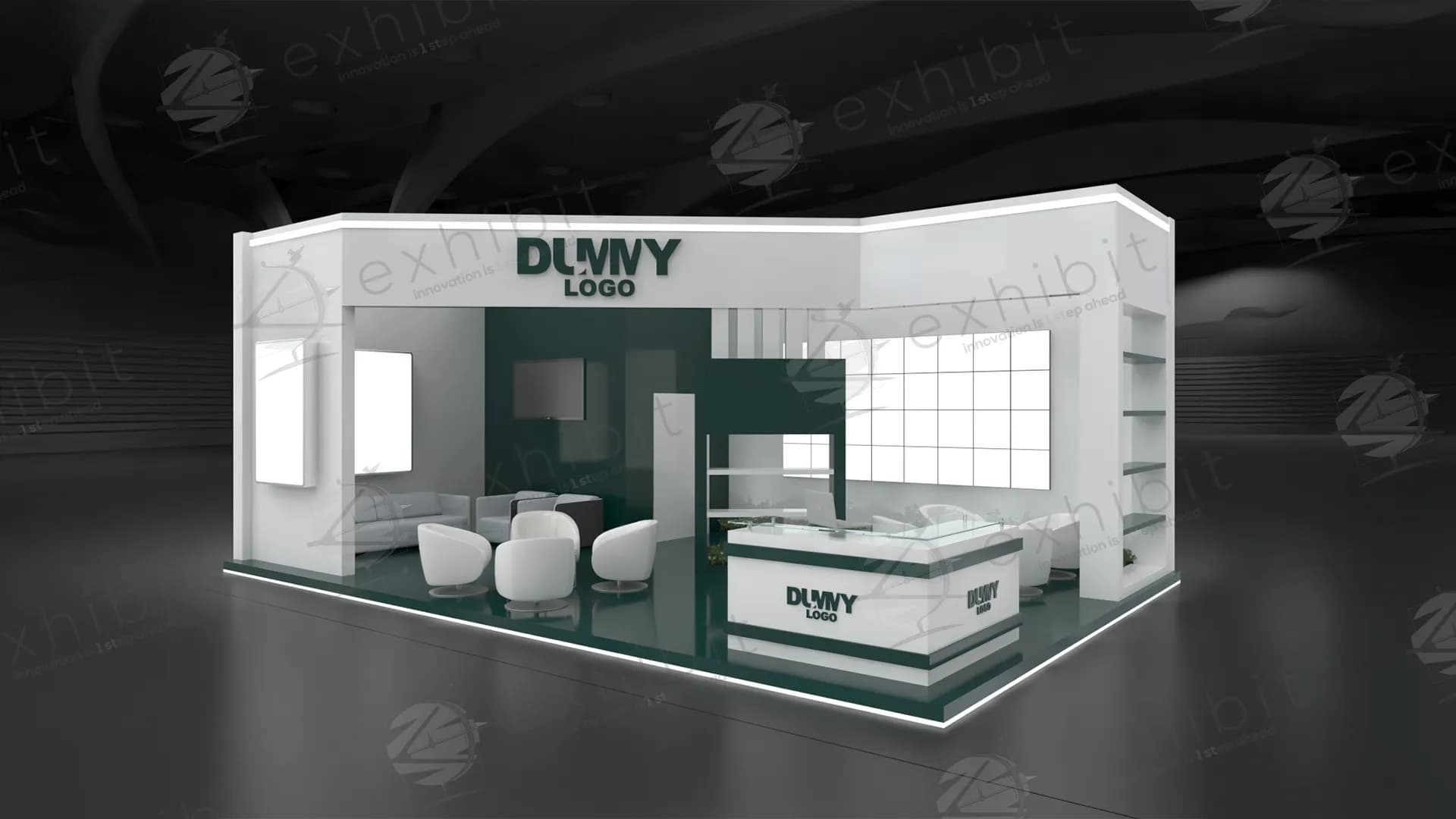 Dual-Corner Straight Semi-Island 6x9 Booth