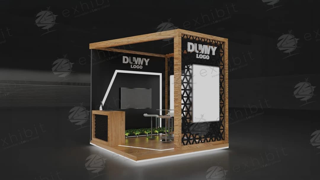 Oak Ether Straight Semi-Island 3x3 Booth