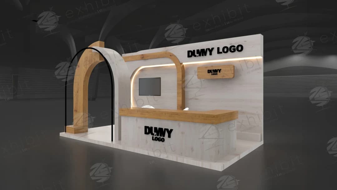 Oak Arch Curved Semi-Island 3x6 Booth