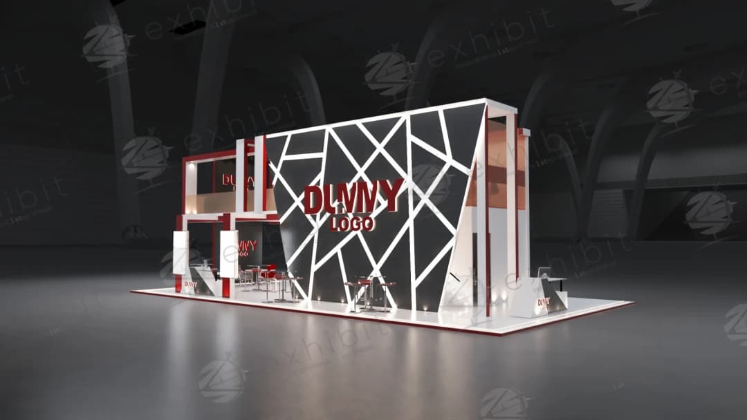 Burgundy Prism Straight Island Double Decker Booth