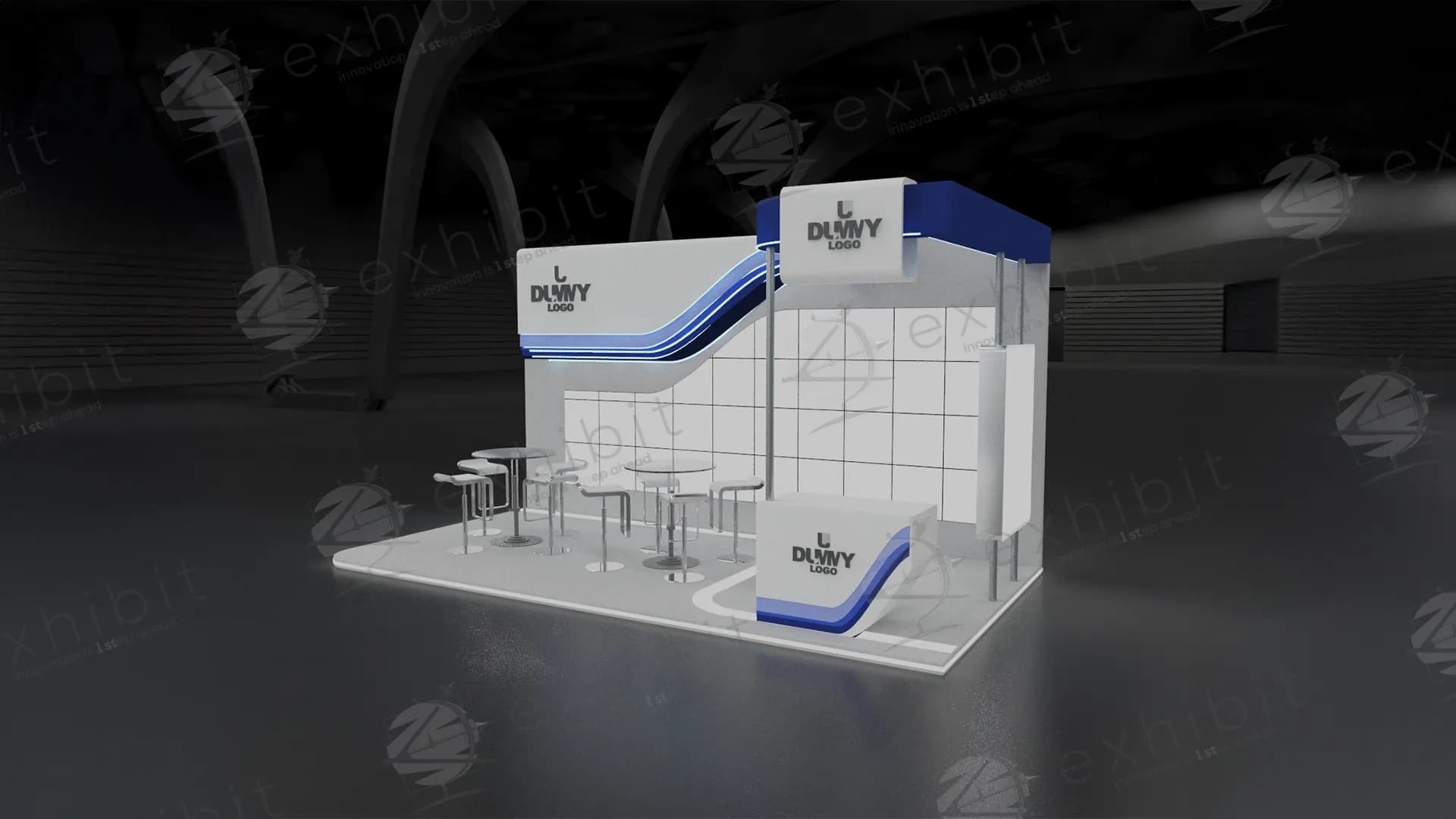 Azure Wave Curved Semi-Island 3x6 Booth