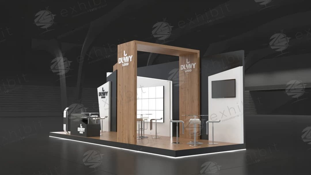 Dominion Oak Straight Semi-Island 3x9 Booth