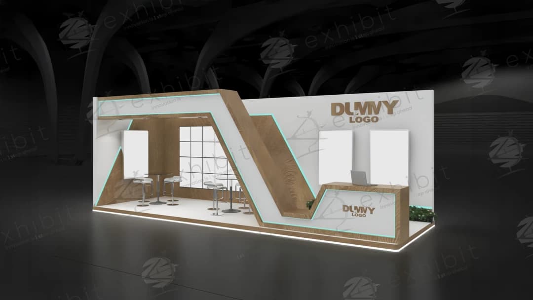 Titanium Ribbon Straight Semi-Island 3x9 Booth