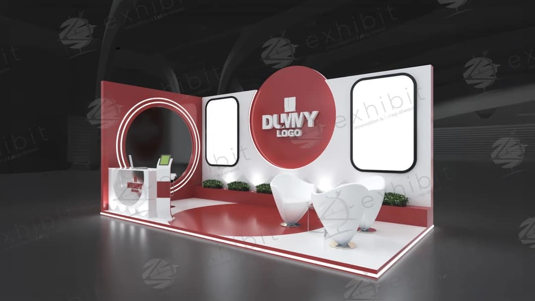 Scarlet Orbit Curved Semi-Island 3x6 Booth