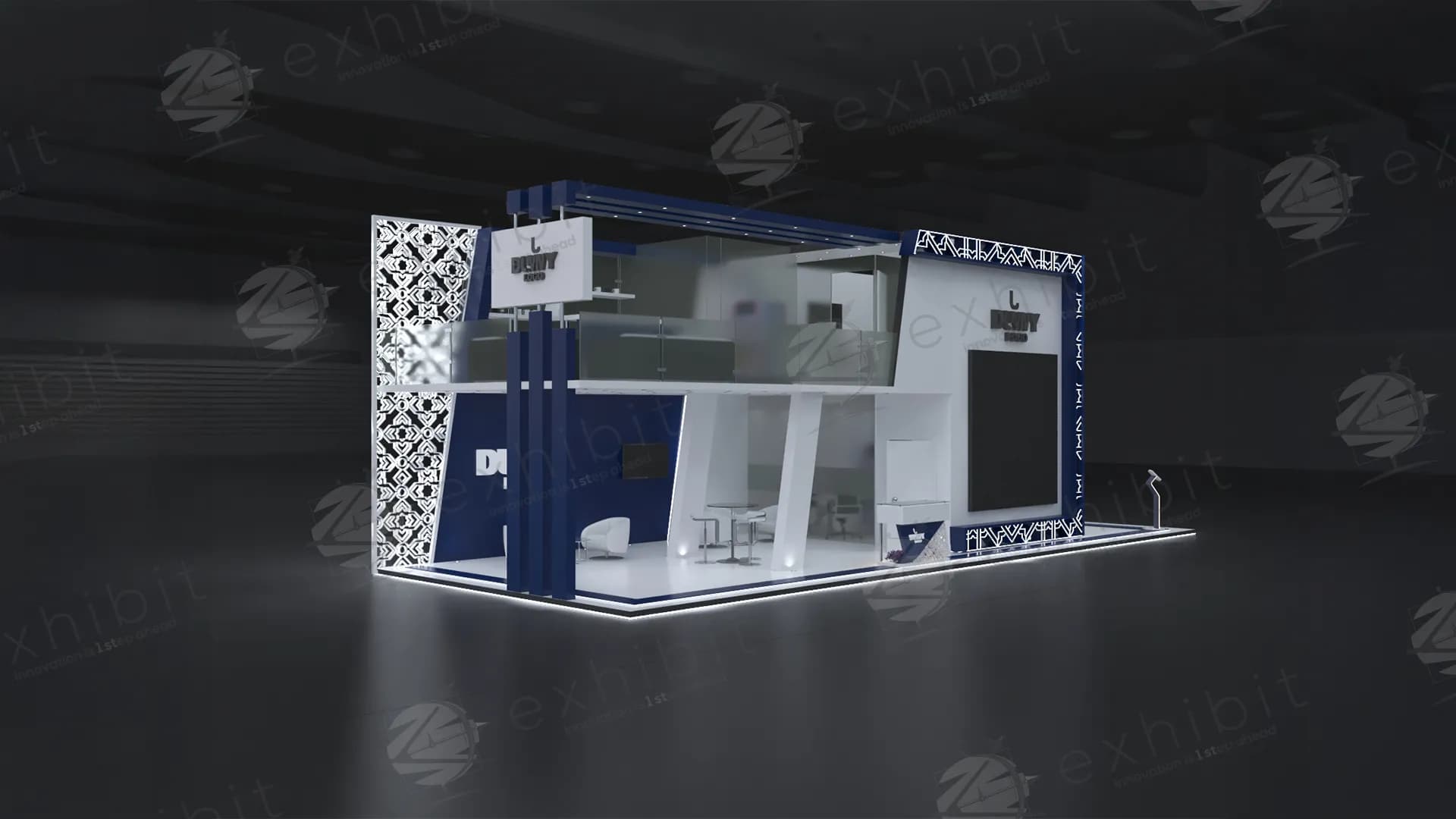 Lattice Lux Straight Island Double Decker Booth