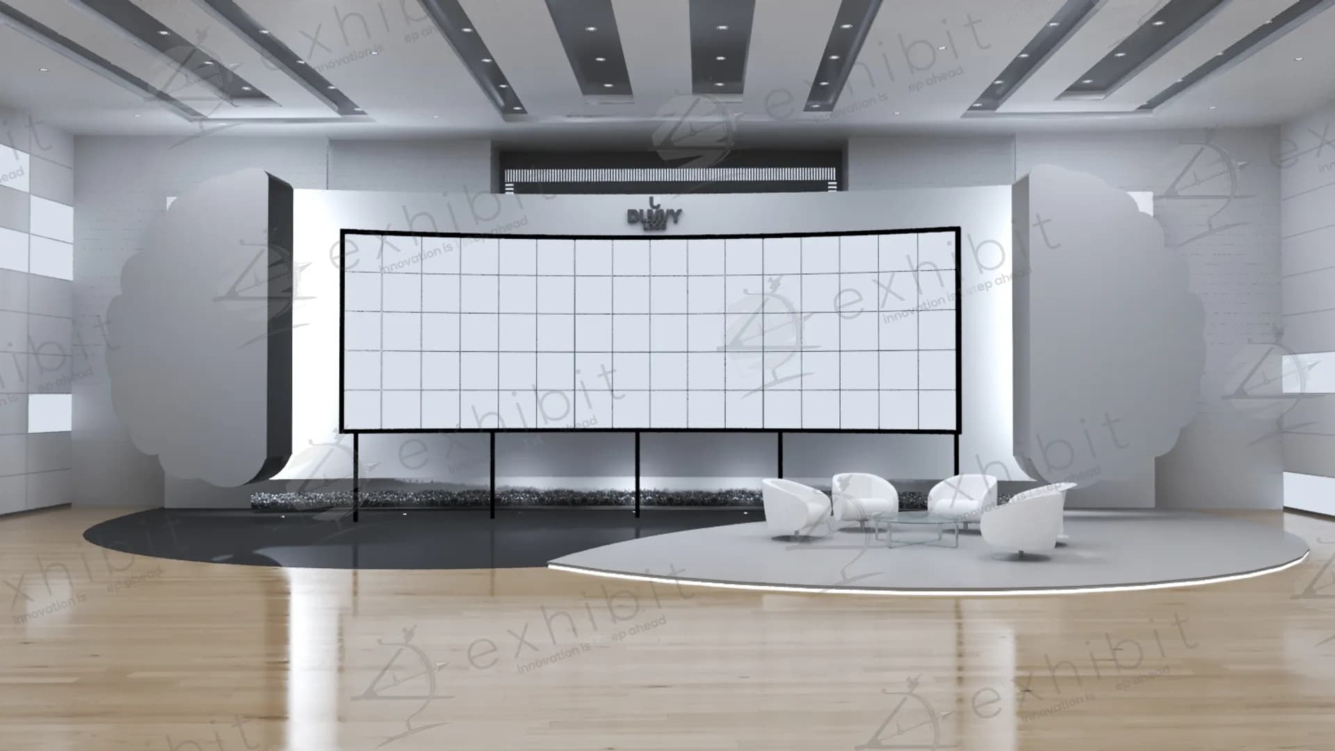 Large Curved Grid Backdrop Stage