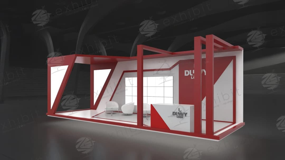 Crimson Geometric Straight Semi-Island 3x9 Booth