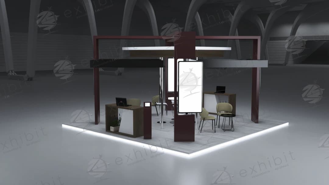 Maroon Peristyle Straight Island 6x6 Booth