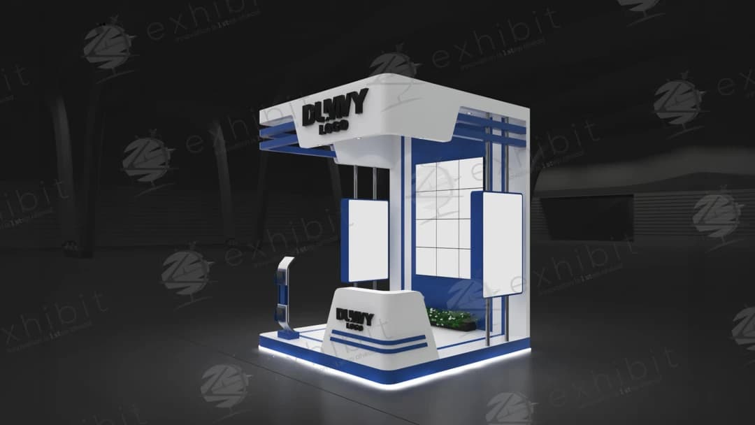 Azure Gantry Straight Semi-Island 3x3 Booth