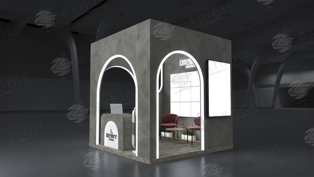 Stone Portal Straight Semi-Island 3x3 Booth