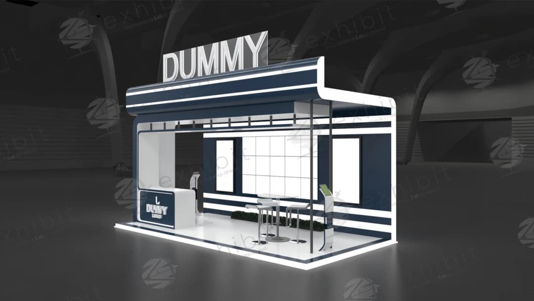 Navy Linear Straight Semi-Island 3x6 Booth