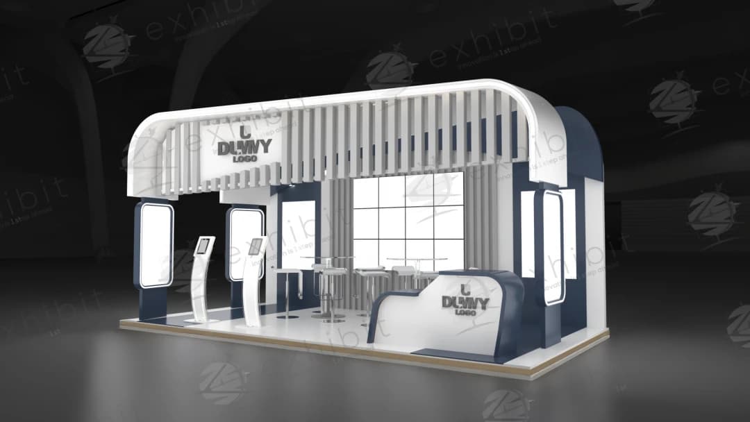 Aero Slat Curved Semi-Island 3x6 Booth
