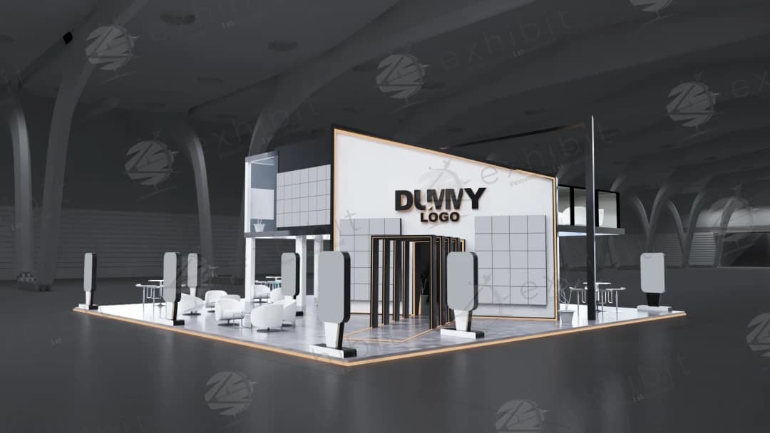 Luminous Loft Straight Semi-Island Double Decker Booth