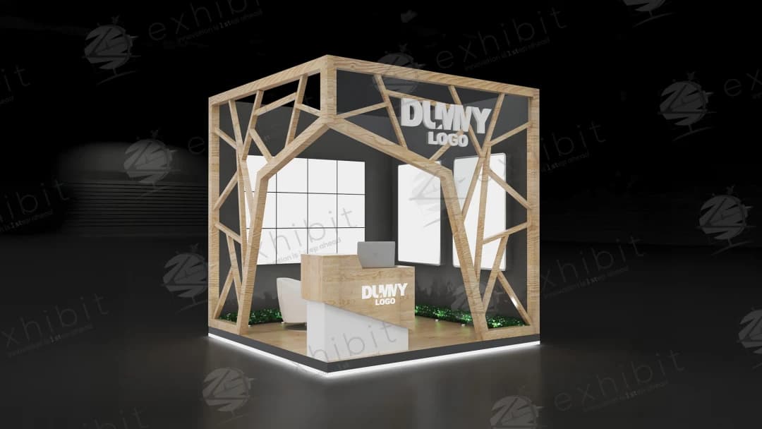 Timber Lattice Straight Semi-Island 3x3 Booth
