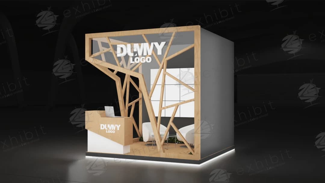 Timber Lattice Straight Semi-Island 3x3 Booth