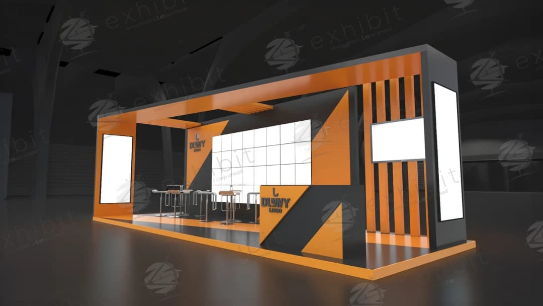 Amber Grid Straight Semi-Island 3x9 Booth
