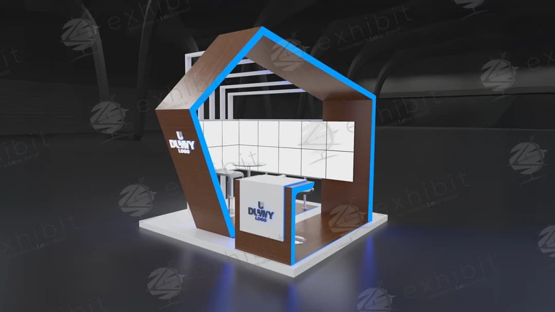 Walnut Prism Straight Semi-Island 3x3 Booth