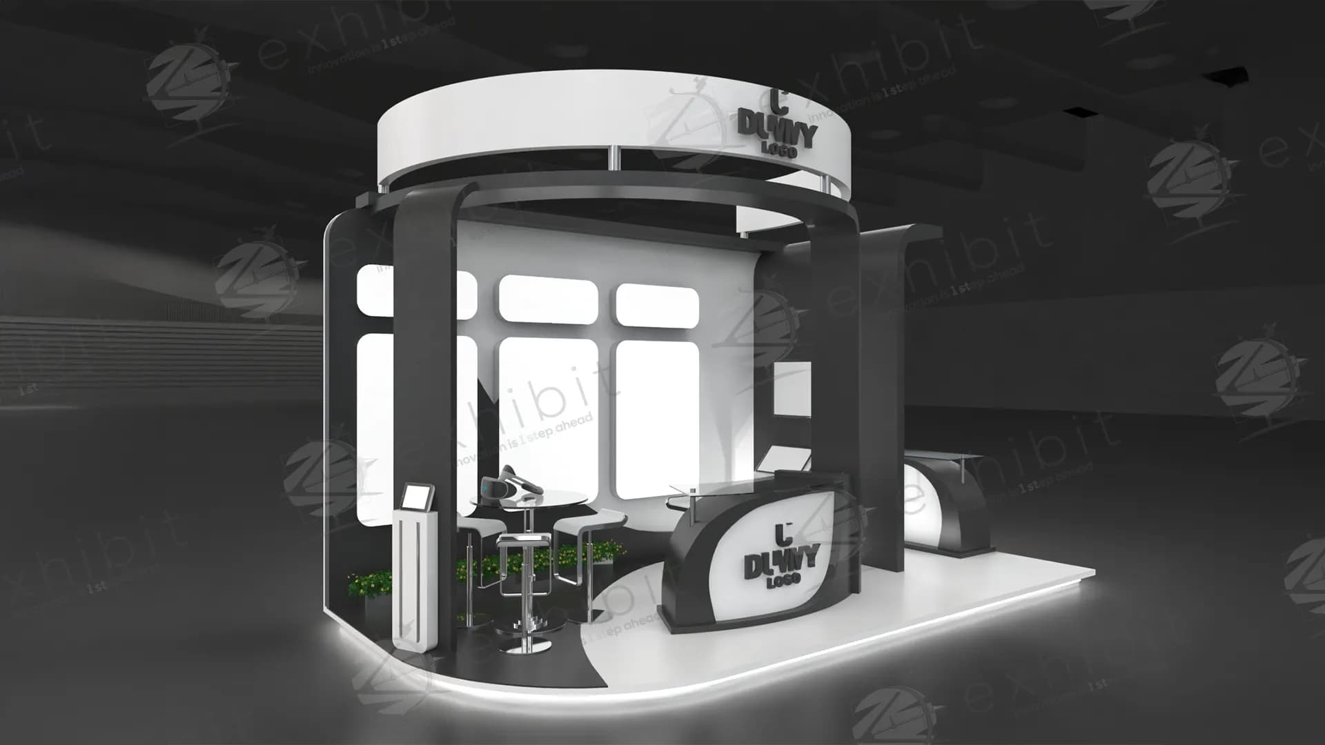 Cylinder Portal Curved Semi-Island 3X6 Booth
