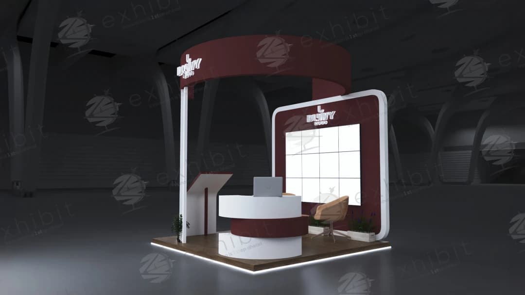 Merlot Atrium Curved Semi-Island 3x3 Booth