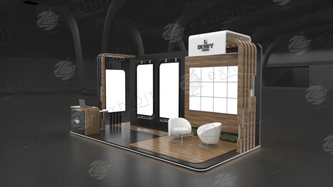 Vista Slats Curved Semi-Island 3x6 Booth