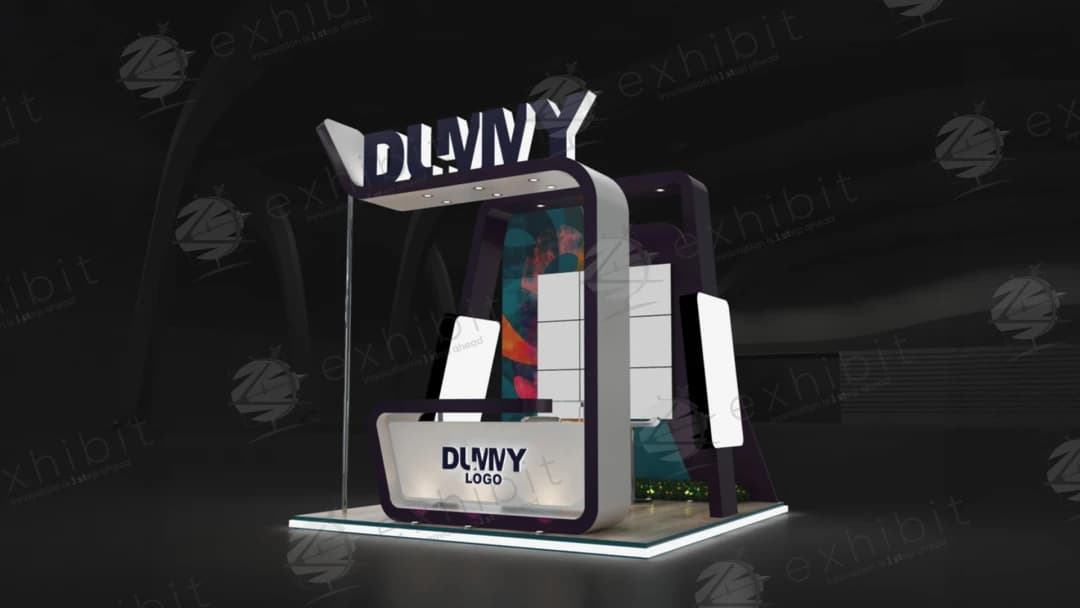 Violet Crest Straight Semi-Island 3x3 Booth