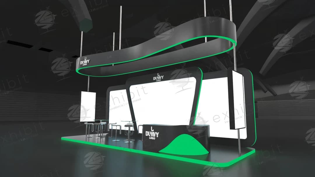 Kinetix Neon Curved Semi-Island 3x9 Booth