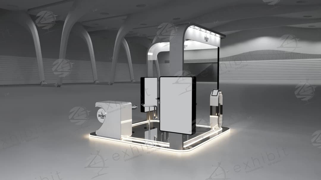 Silver Streamline Curved Island 3x3 Booth
