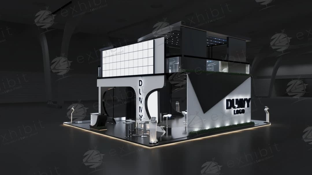 Monolith Grid Curved Semi-Island Double Decker Booth