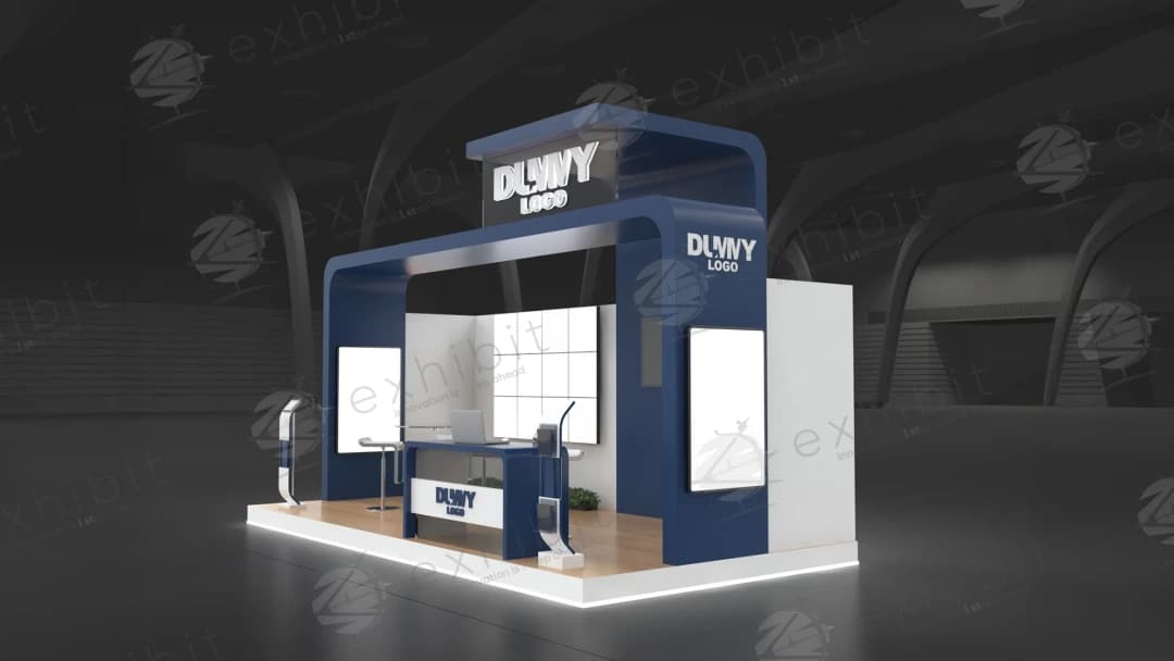 Aqua Zone Curved Semi-Island 3x6 Booth