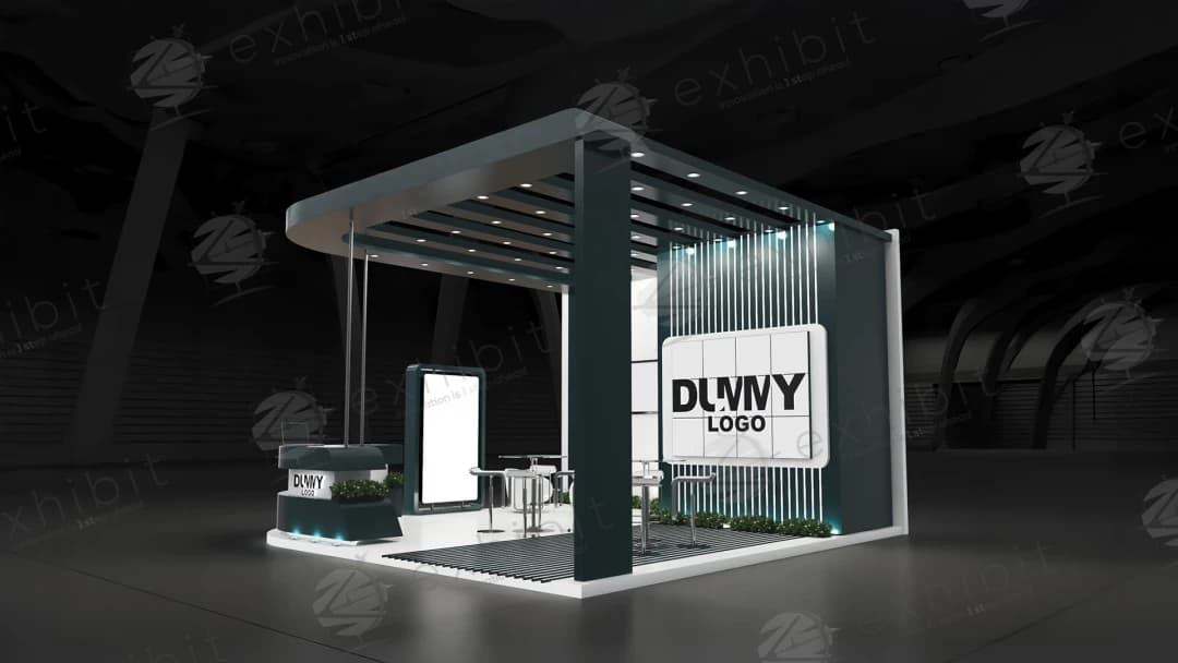 Executive Slats Straight Semi-Island 6x6 Booth