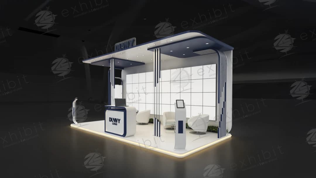 Column Vista Curved Semi-Island 3x6 Booth