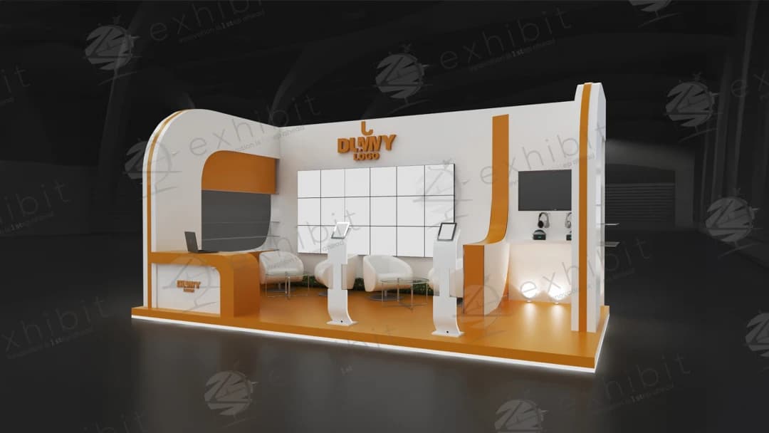 Amber Horizon Curved Semi-Island 3x6 Booth