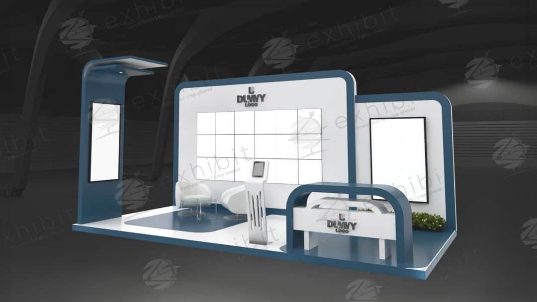 Steel Horizon Curved Semi-Island 3x6 Booth