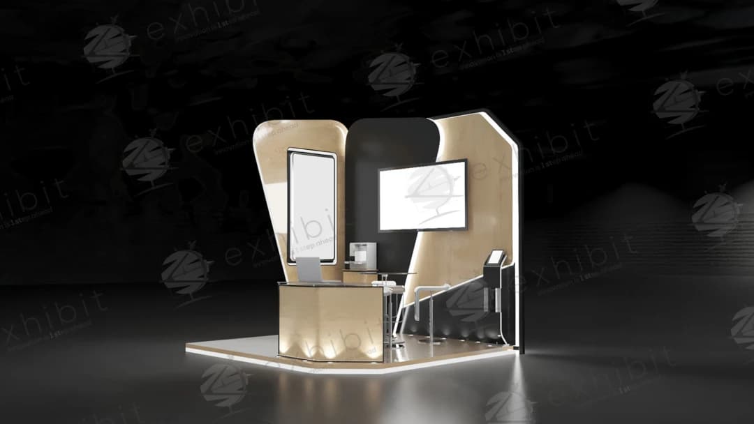 Corner Hub Straight Semi-Island 3x3 Booth
