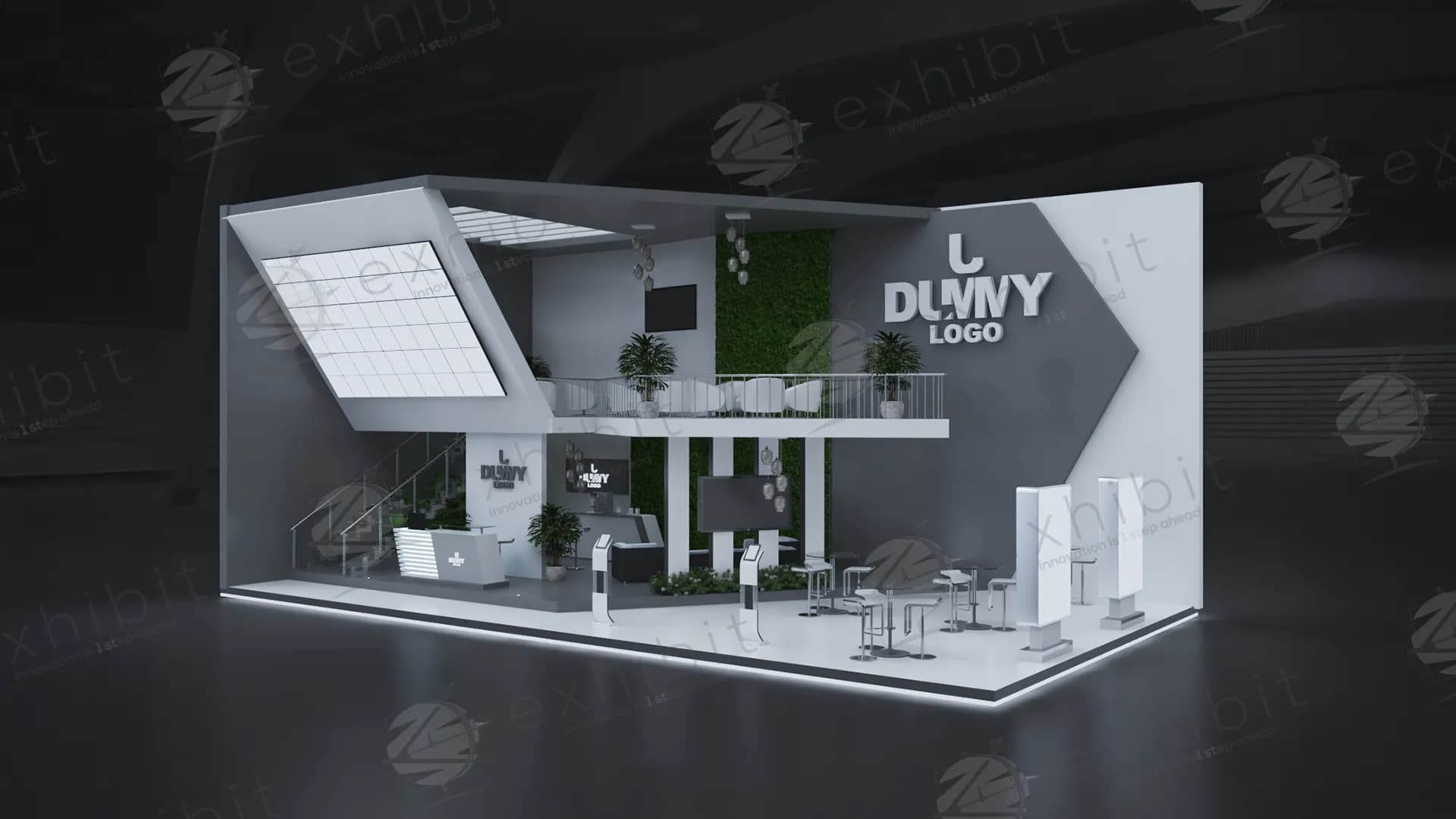 Architectural Double Decker Semi-Island Booth